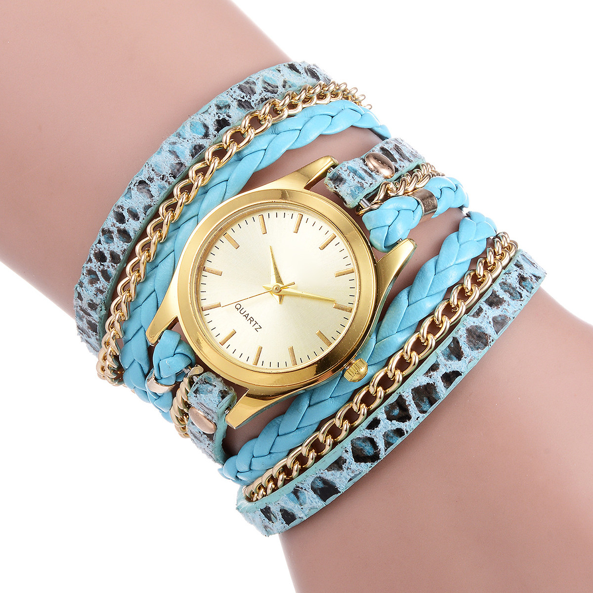 Luxury Watch White - Damen-Quarzuhr mit Leopardenmuster, goldfarbenes Gehäuse, Kratzfestes