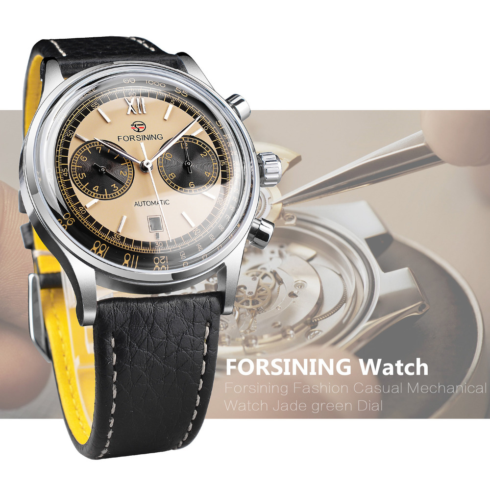 Luxury Watch Grade - Forsining High-End-Herrenuhren, wasserdichtes Lederband, Kalender, Wochenanzeige,