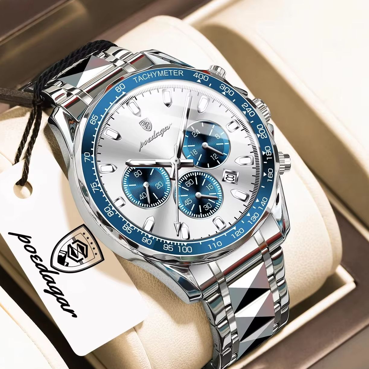 Luxury Watch White - POEDAGAR Top Business Herrenuhr Leuchtend Wasserdicht