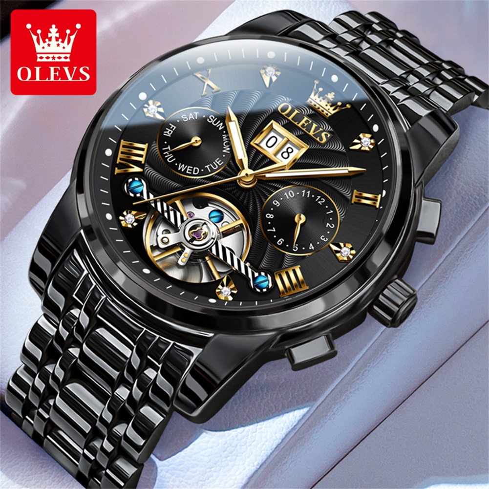 Chronograph Flyback Watch - OLEVS Klassische Herrenuhren Tourbillon Multifunktions-Vollautomatik-Herrenuhr High-End-Armbanduhr
