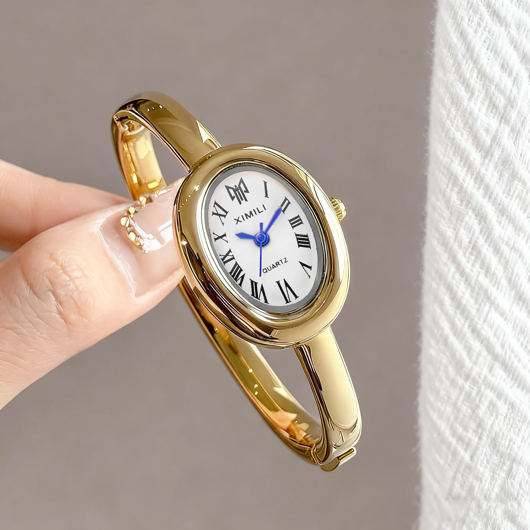 Luxury Watch White - 2026XIMILI Vintage Ovale Armreif-Uhr für Damen,