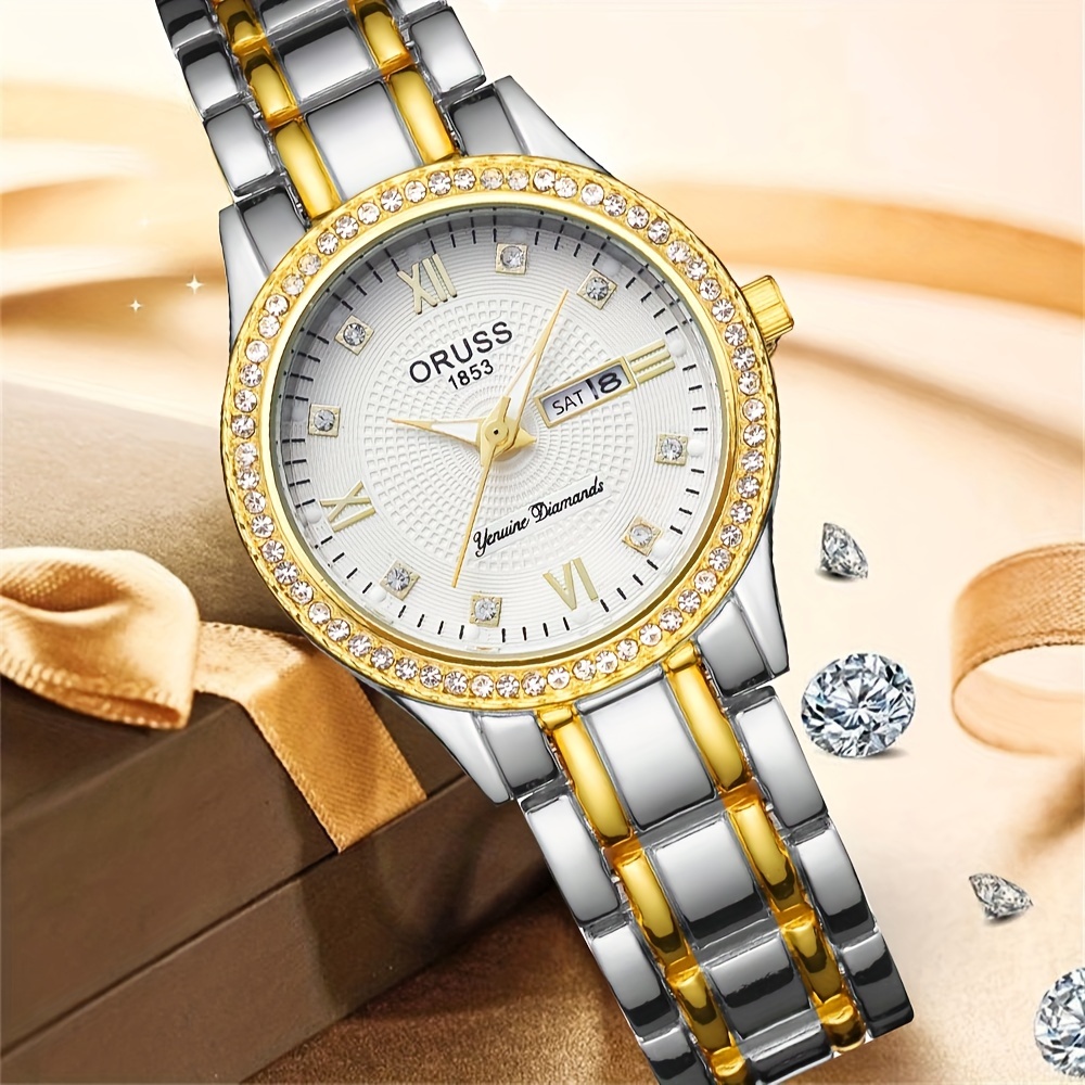 Luxury Watch Grade - Damen uhr Zimmer Gold mit weißem