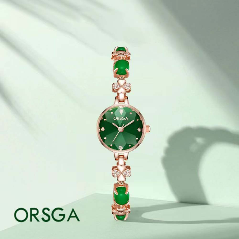 Luxury Watch Grade - ORSGA Damen-Armbanduhr mit Diamanteinlage, klein, grün,