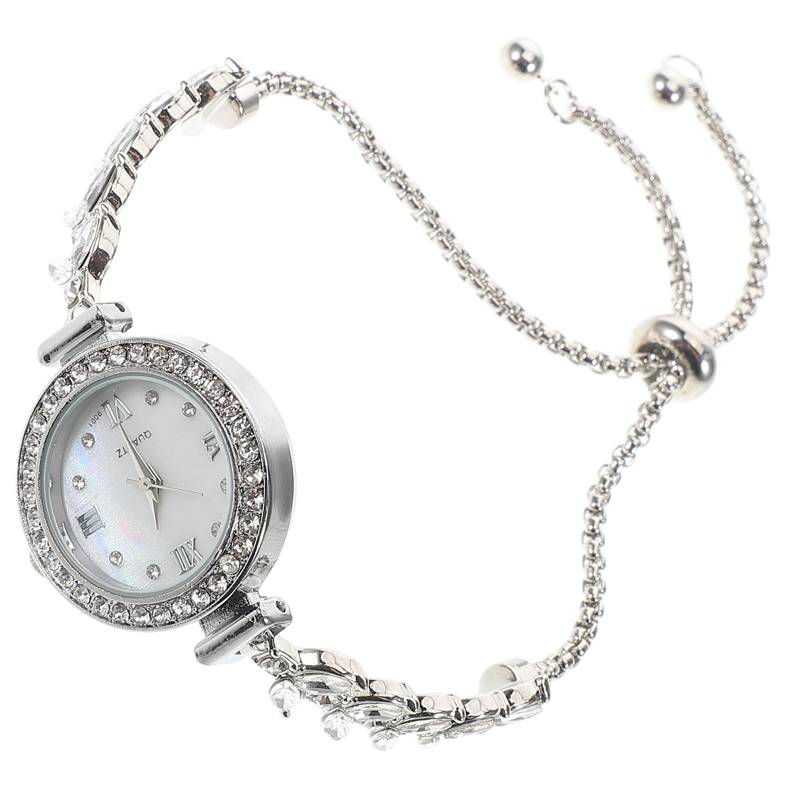Luxury Watch White - Strass-Quarzuhr für Damen, Silberkettenarmband, Elegantes Meerjungfrauen-Design,