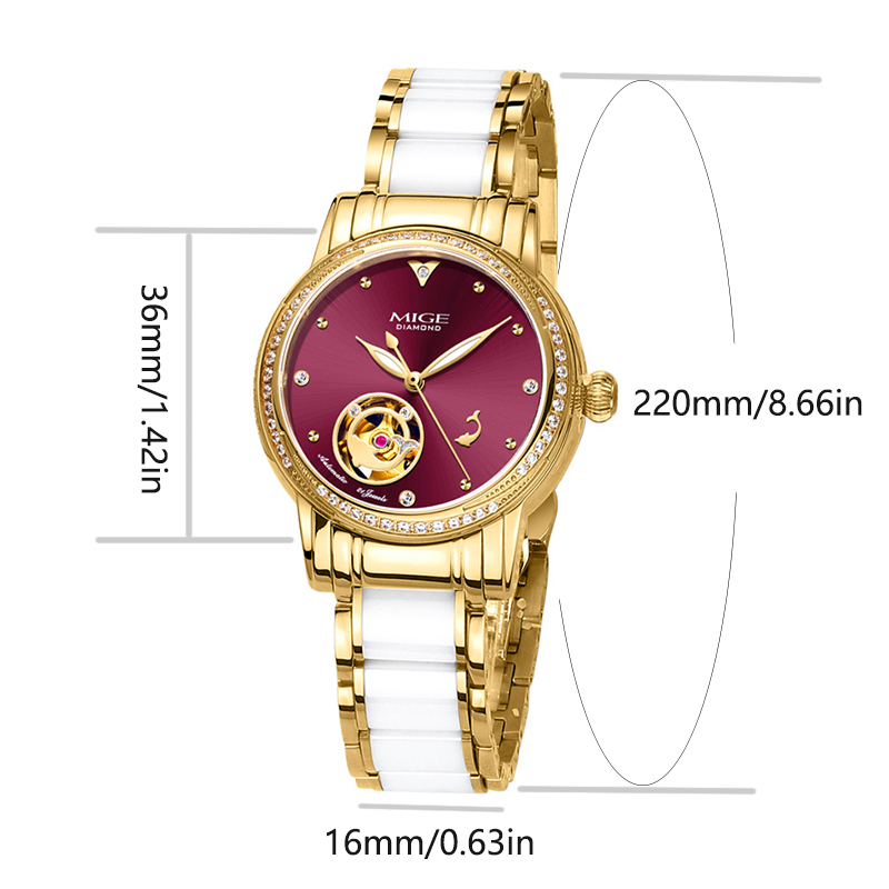 MIGE Damen Skelett-Automatikuh – Luxury Watch White Bewertung und Preis