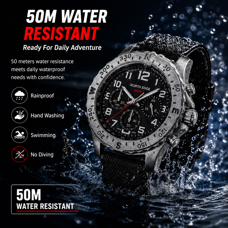 NORTH EDGE MACH 2 Herrenuhren  – Chronograph Flyback Watch Bewertung und Preis